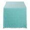 Contemporary Home Living Fringed Textured Cotton Table Runner - 72" - Aqua